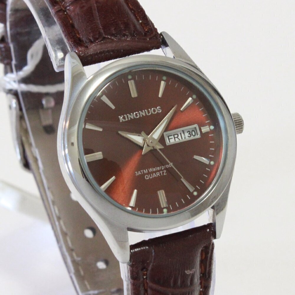 Women's Contemporary Dress Watch Silver With Brown Strap 28mm - Picture 5 of 11